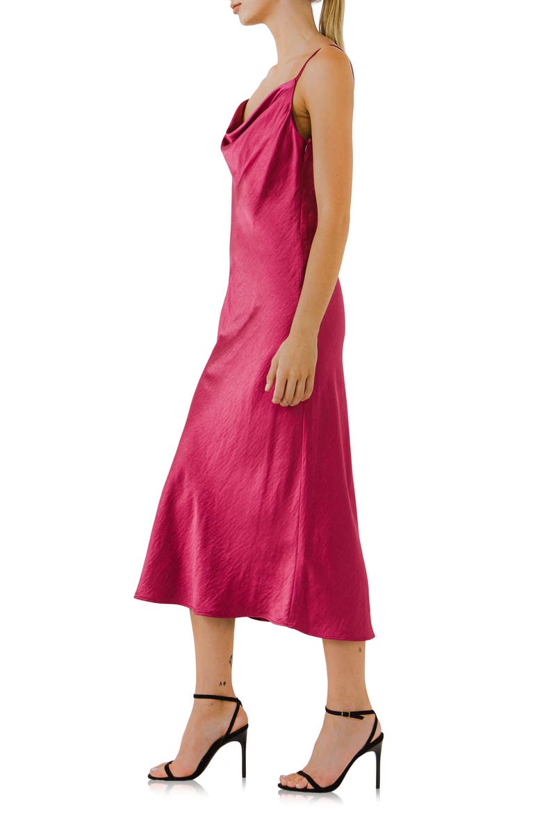 Satin Midi Dress, Alternate, color, ORCHID