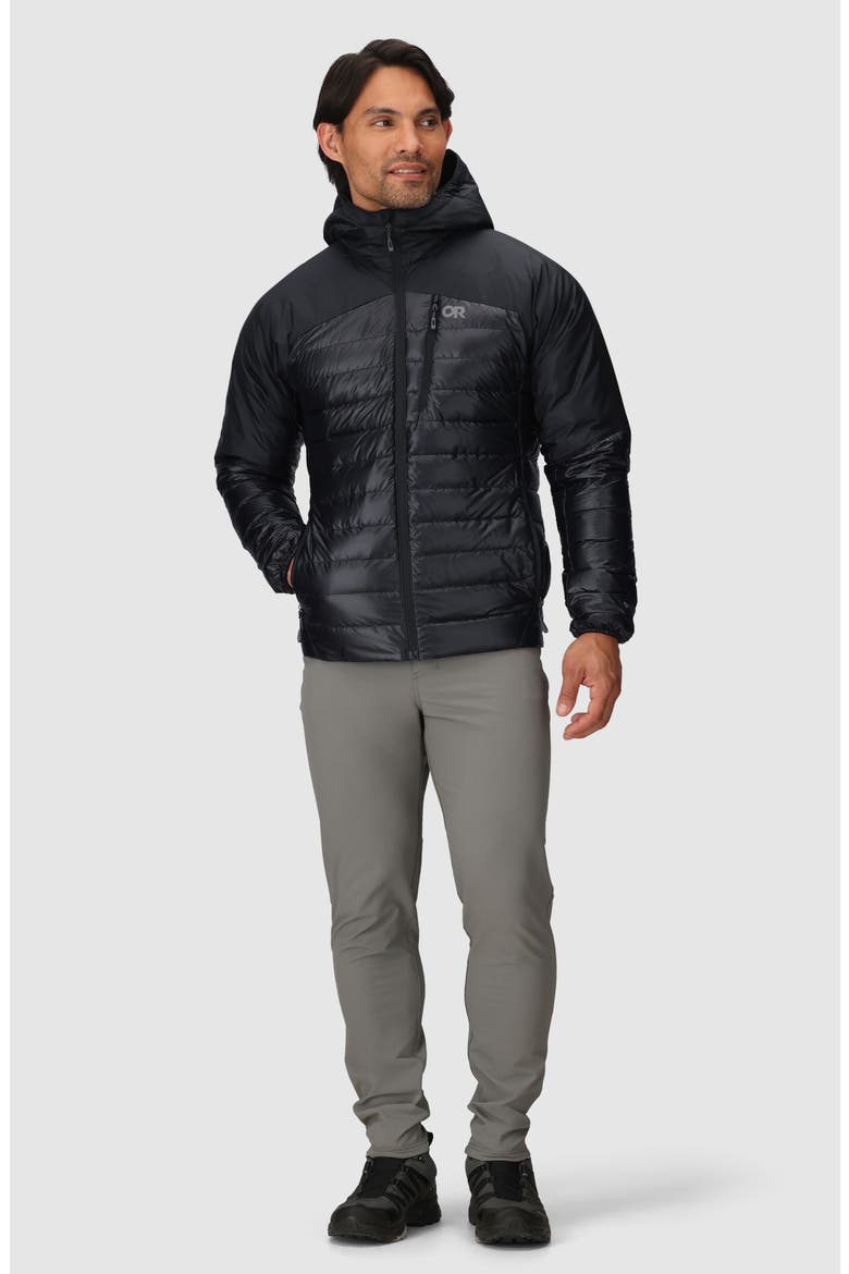 Helium Water Resistant Hooded 800 Fill Down Jacket, Alternate, color, SOLID BLACK