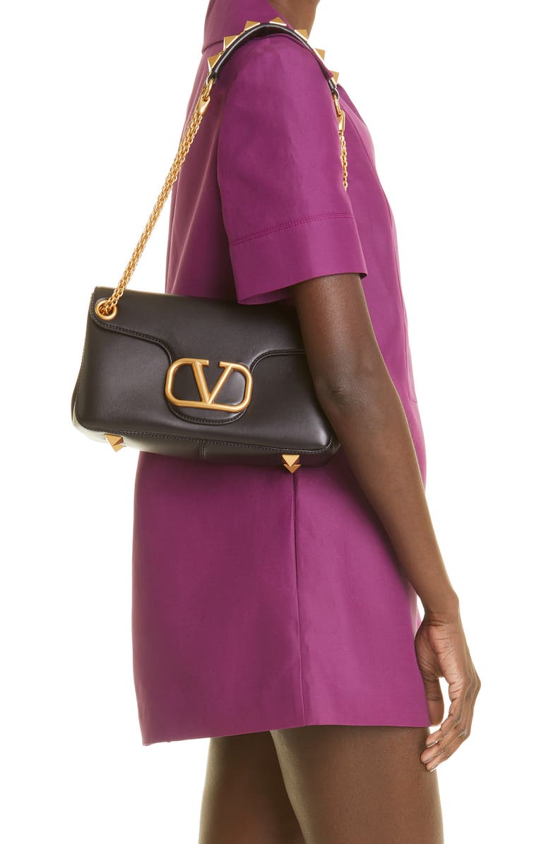 Valentino Garavani Valentino Stud Sign VLOGO Leather Shoulder Bag, Alternate, color,