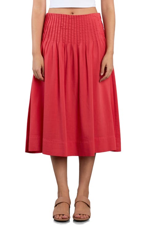 Pintuck Midi Skirt