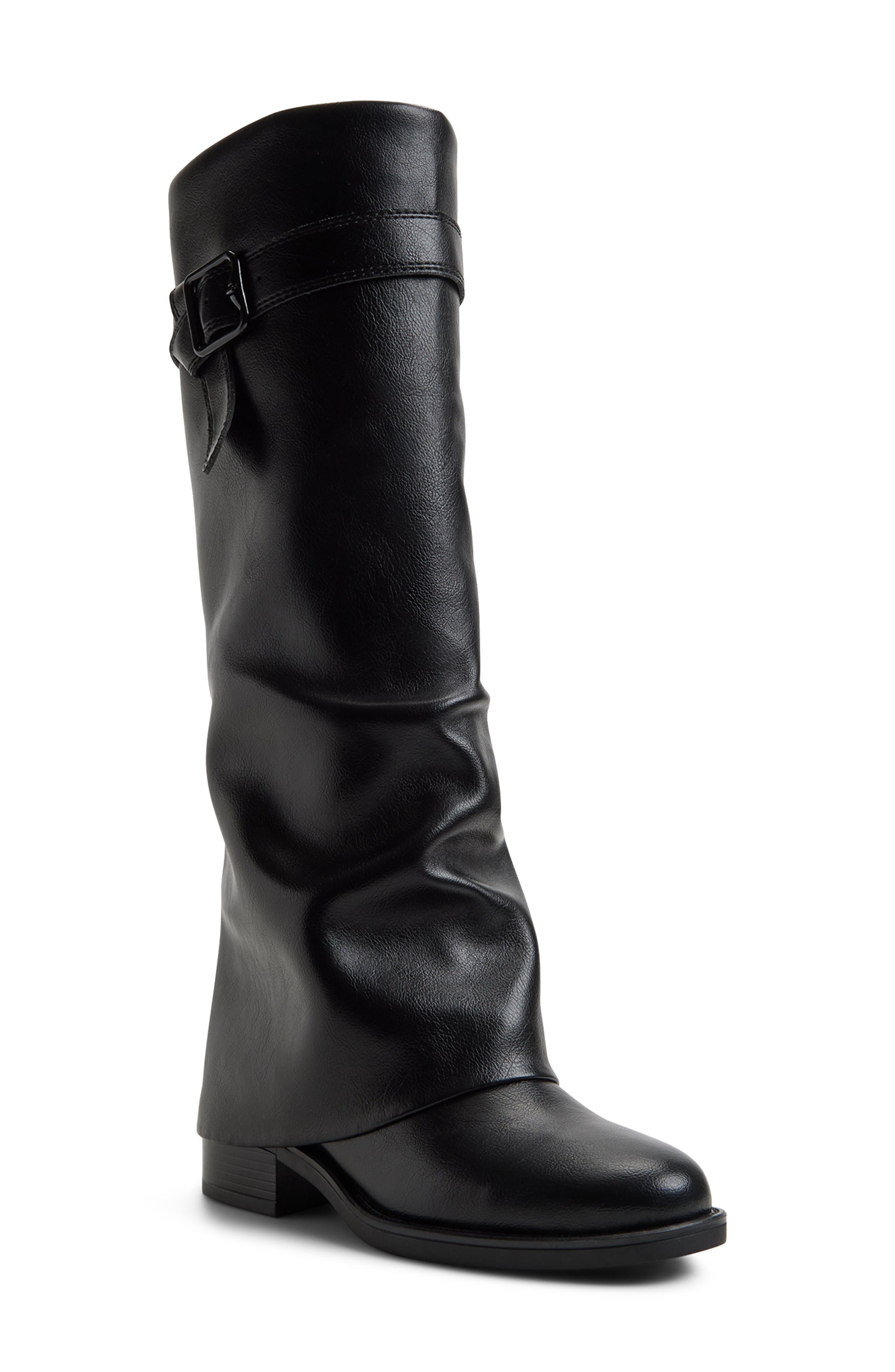 Eloewiel Faux Leather Knee High Boot, Main, color, BLACK
