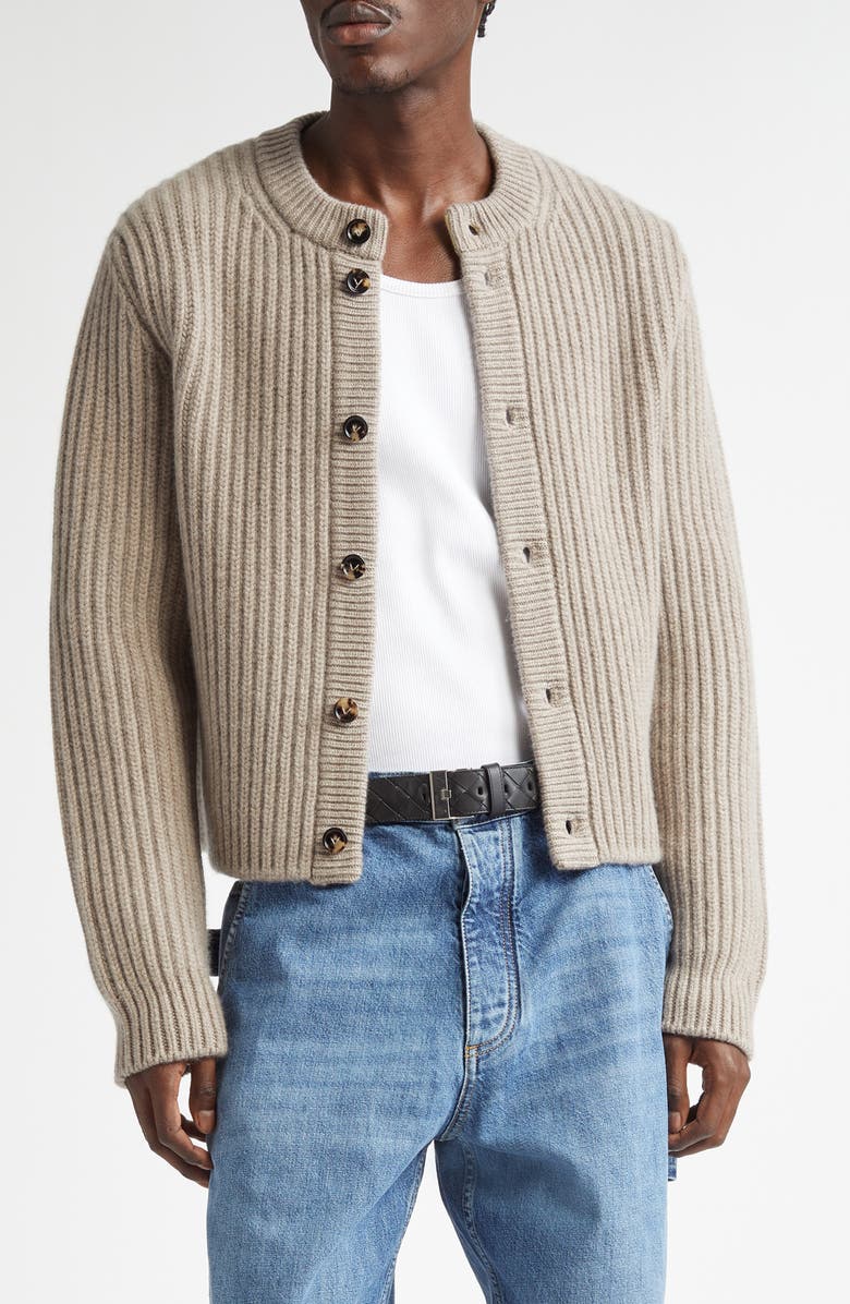 Bottega Veneta Rib Wool & Cashmere Cardigan, Main, color, 