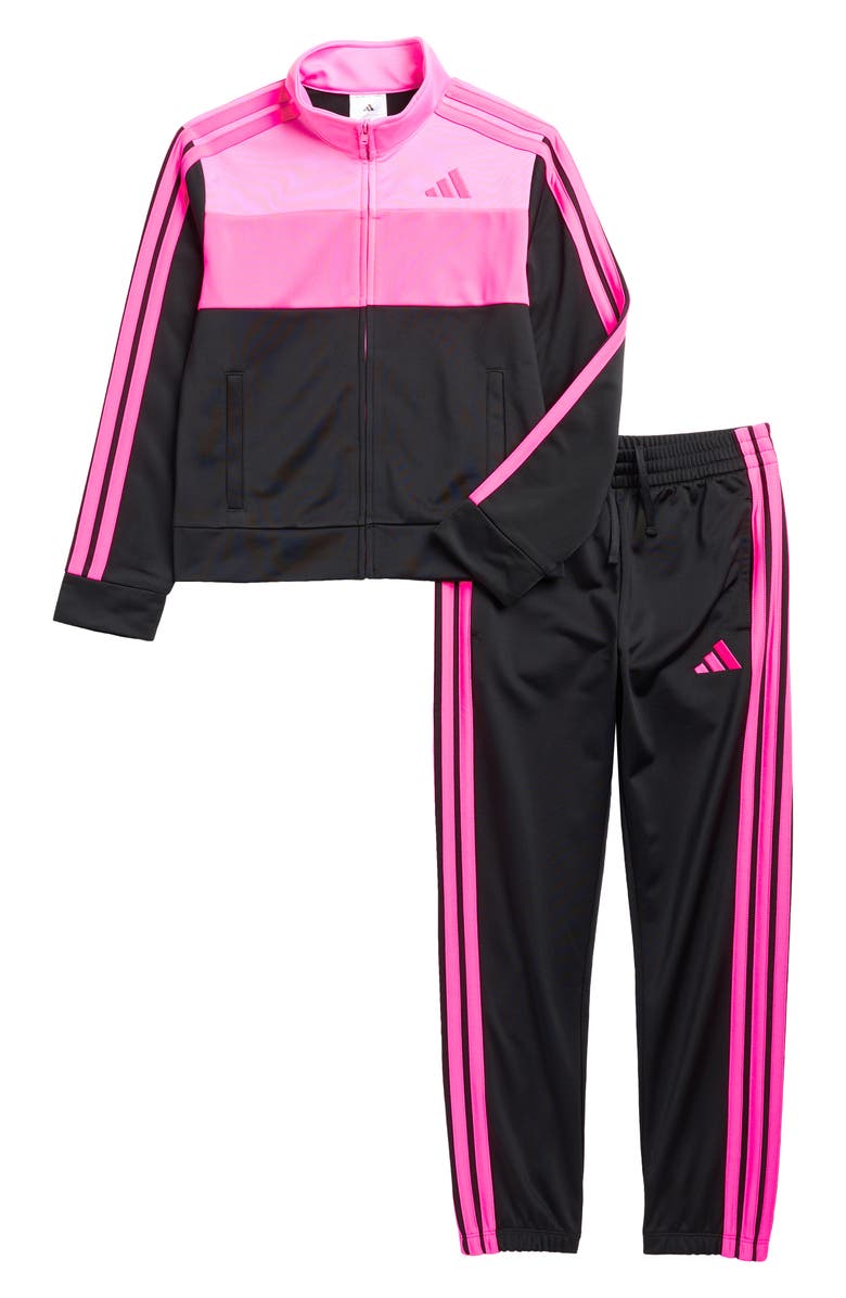 adidas Kids' Colorblock Tricot Jacket & Sweatpants Set, Main, color, Black