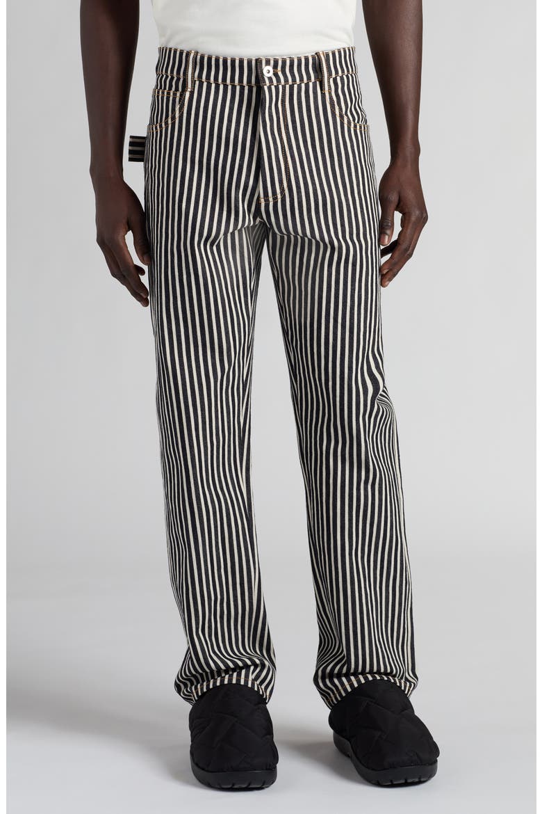 Engineer Stripe Straight Leg Cotton Drill Pants, Main, color, NAVY/ ECRU