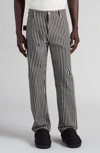 パンツ BOTTEGA VENETA Bottega Veneta Drill Pants Bottega Veneta Engineer Stripe Straight Leg Cotton Drill