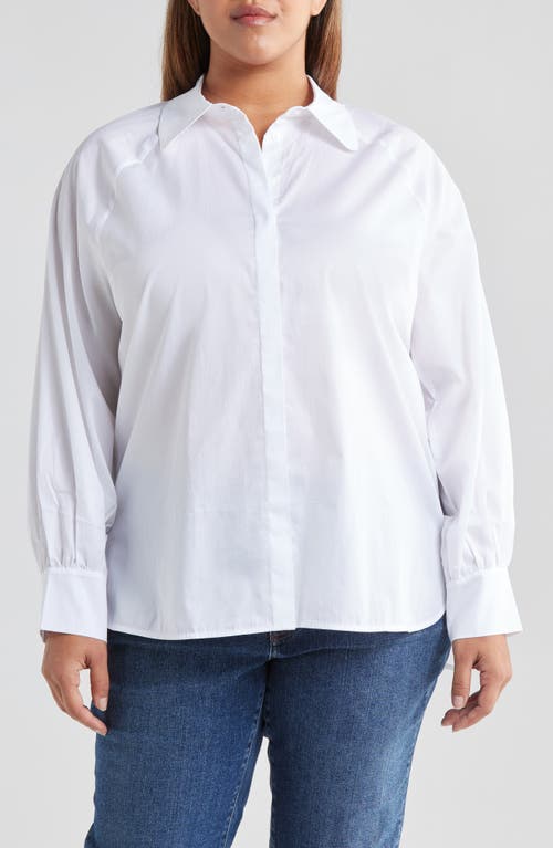 HARSHMAN Brook Cotton Button-Up Shirt in White 