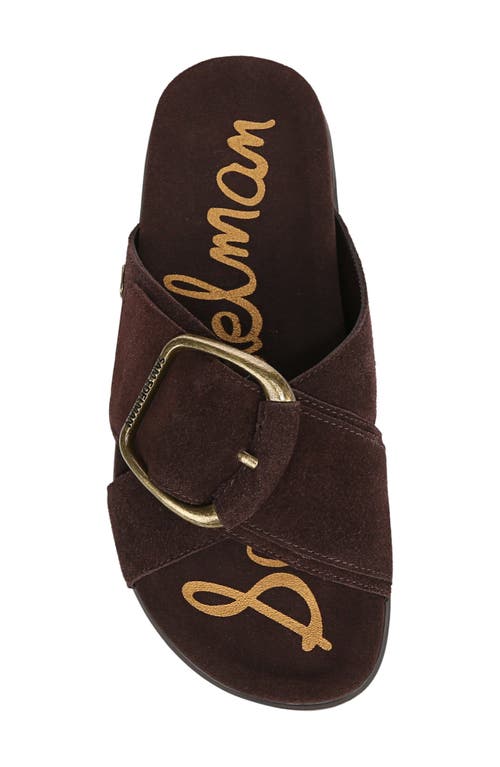 Sam Edelman Darla Buckle Slide Sandal Cafe Noir Suede In Cafe Noir