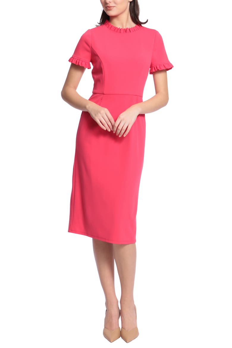 Ruffle Sheath Dress, Main, color, RERD