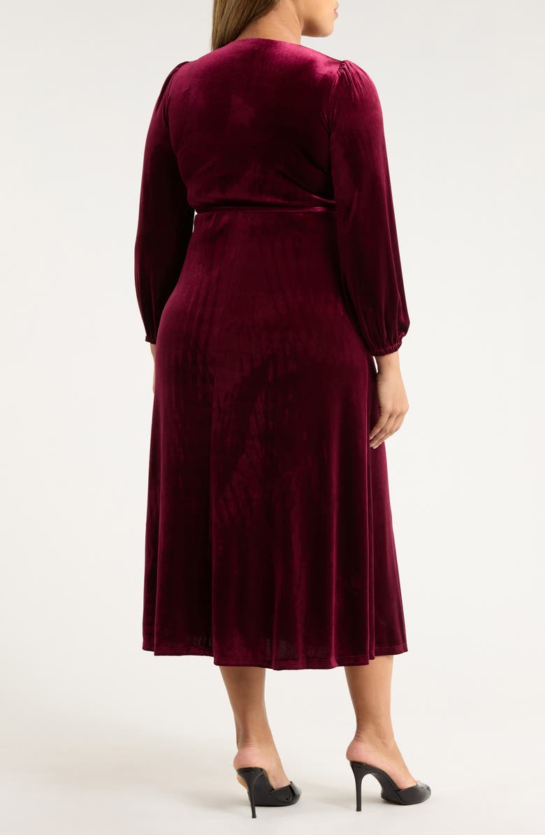 Halogen<sup>®</sup> Wrap Front Long Sleeve Velvet Maxi Dress, Alternate, color, Merlot