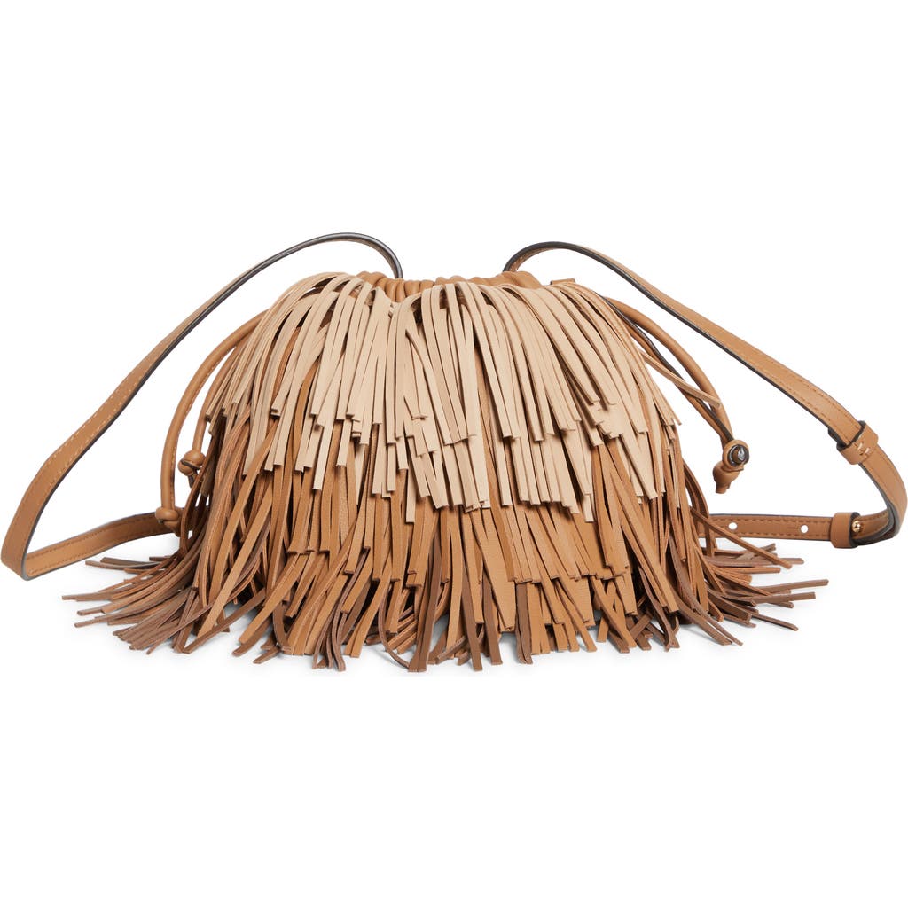Zimmermann Fringe Leather Crossbody Bag In Brown
