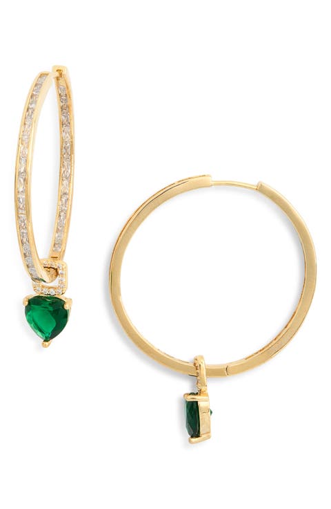 Callie Cubic Zirconia Heart Drop Hoop Earrings