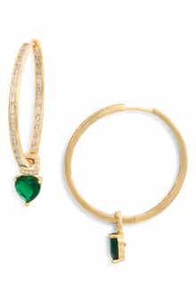 EYE CANDY LOS ANGELES Callie Cubic Zirconia Heart Drop Hoop Earrings