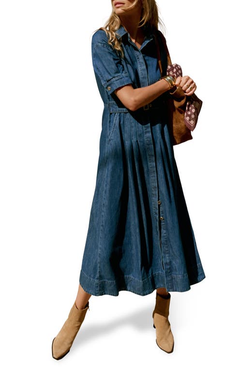 Mint Velvet Denim Midi Shirt Dress With A Belt In Blue