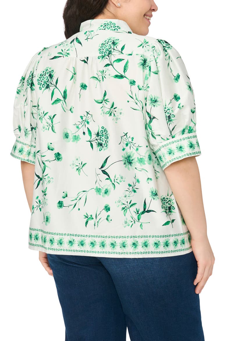 Floral Band Collar Placket Button-Up Shirt, Alternate, color, VIBRANT KELLY