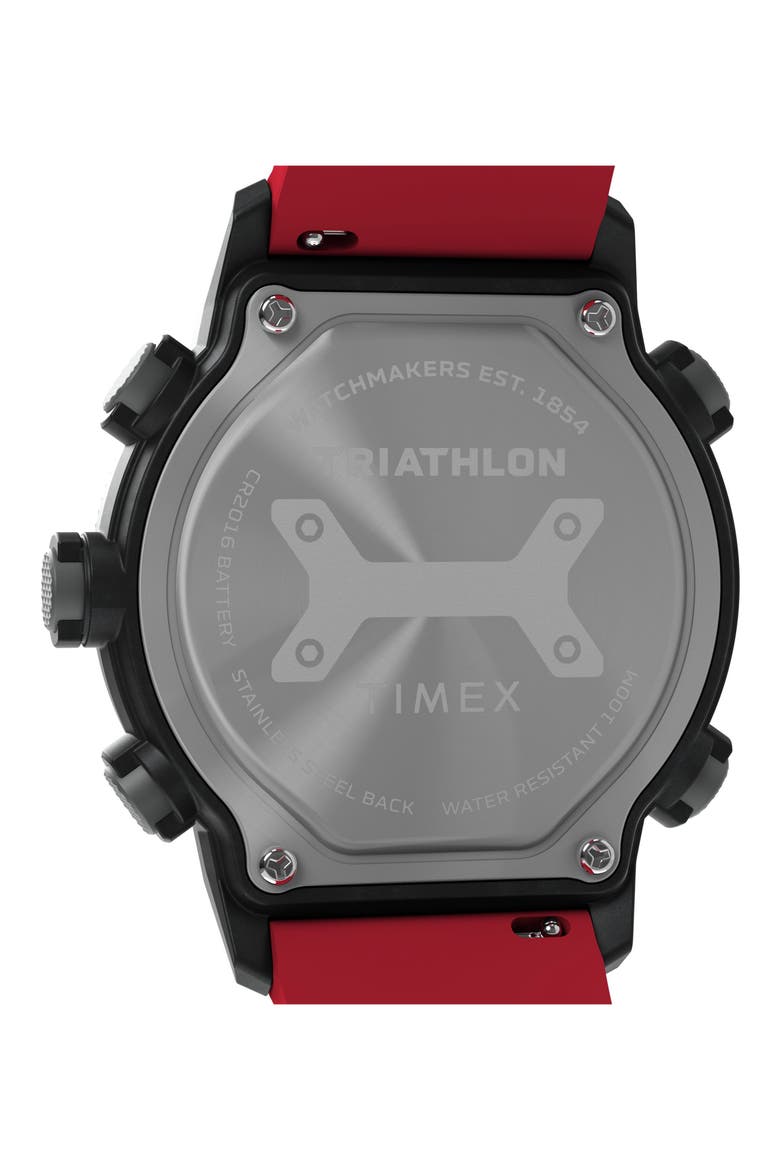 Ironman® Triathlon Digital 200-Lap Silicone Strap Watch, 44mm, Alternate, color, BLACK/ RED DIGITAL
