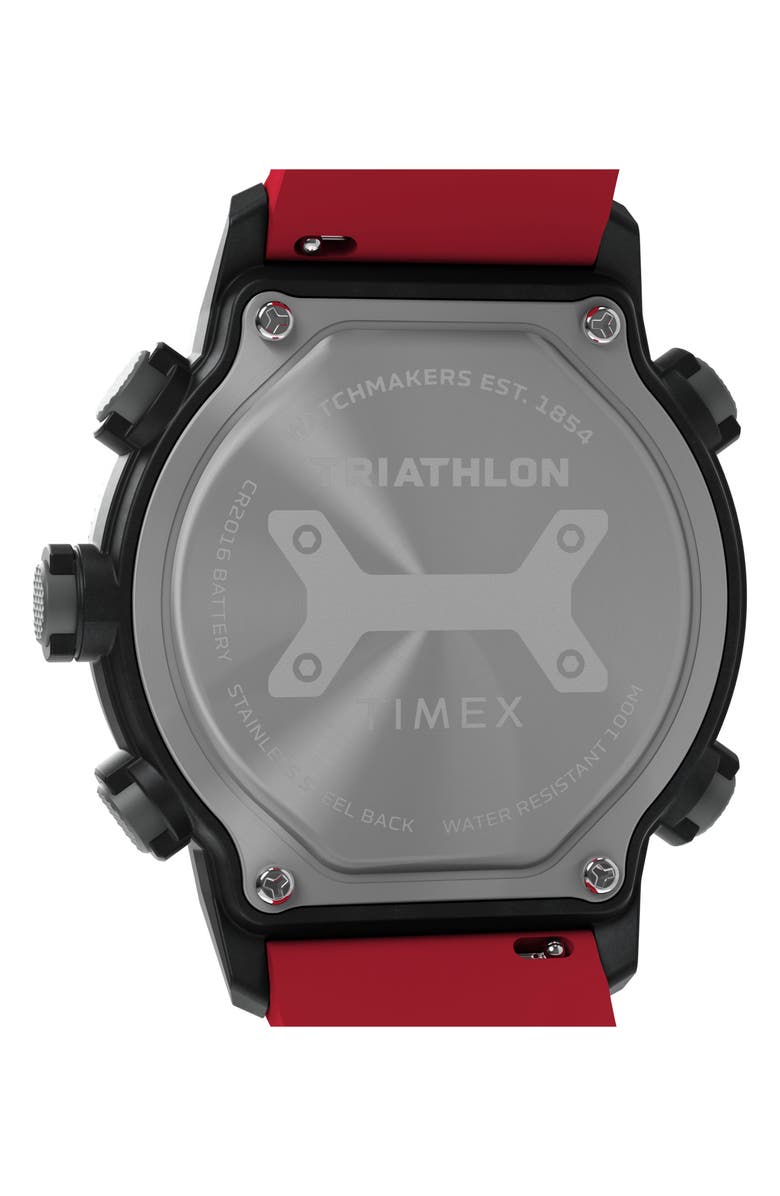 Timex<sup>®</sup> Ironman<sup>®</sup> Triathlon Digital 200-Lap Silicone Strap Watch, 44mm, Alternate, color, Black/ Red Digital