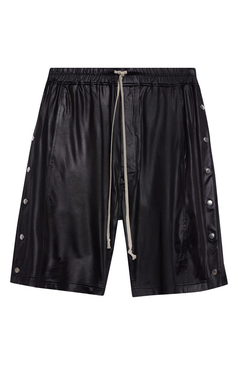 Rick Owens DRKSHDW Wide Pusher Liquid Jersey Shorts, Main, color, Black