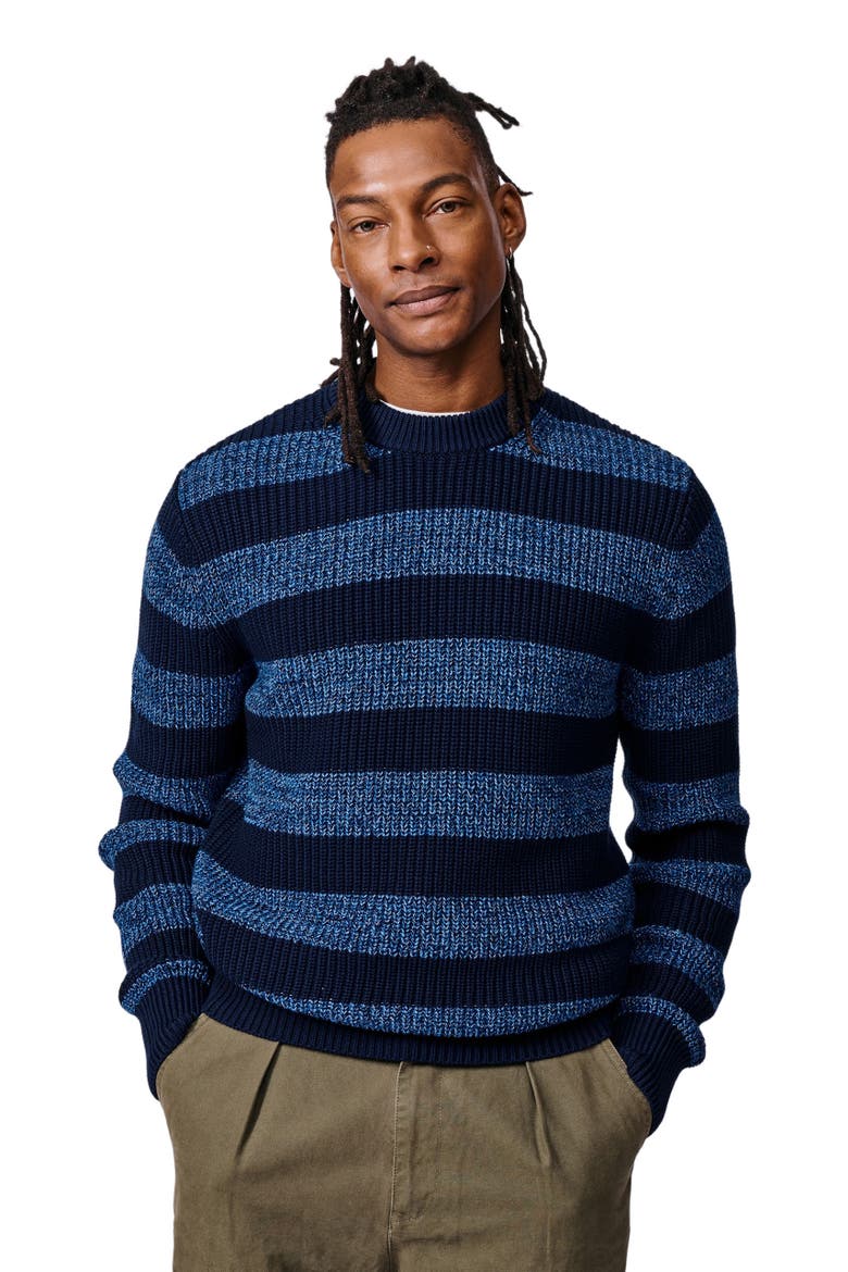 Martin Long Sleeve Crew Neck Jumper, Main, color, Navy Stripe