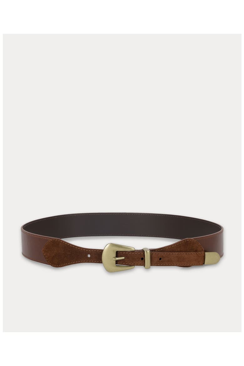 Taylor Double Leather Belt, Main, color, Brown