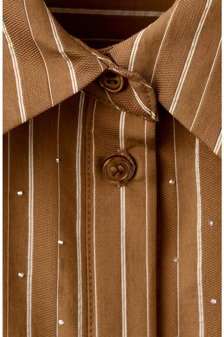 Stripe Rhinestone Shirt, Alternate, color, BROWN