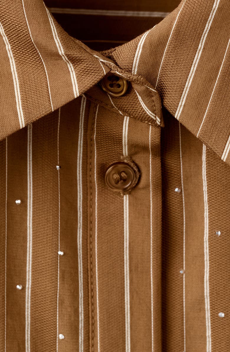 MANGO Stripe Rhinestone Shirt, Alternate, color, Brown