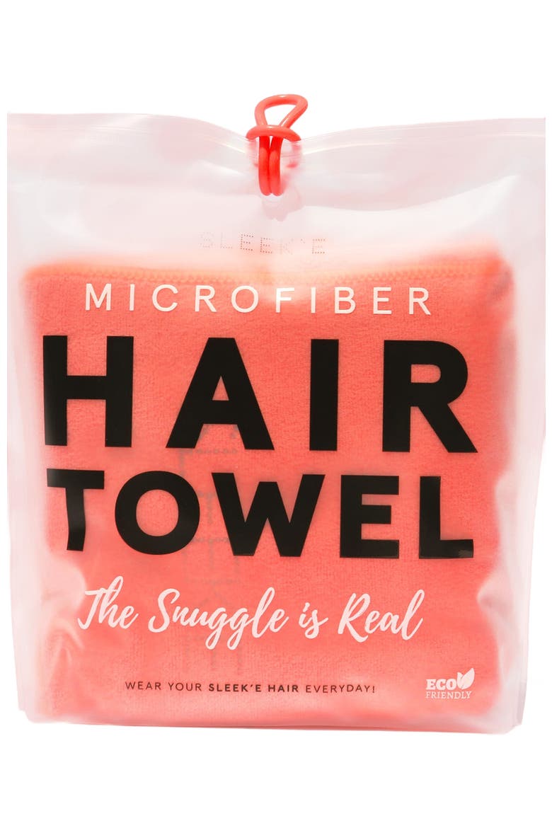 Microfiber Hair Towel, Alternate, color, Coral