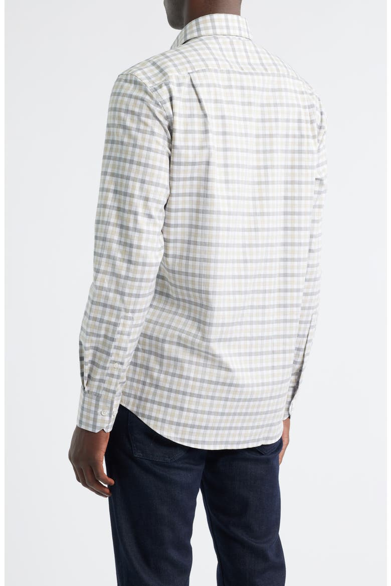 Regular Fit Check Mélange Cotton Gingham Button-Up Shirt, Alternate, color, KHAKI