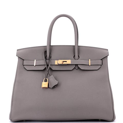 Birkin Handbag Grey Togo with Gold Hardware 35