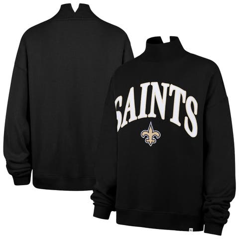 Women's '47 Black New Orleans Saints Oversized Vantage Mock Neck Sweatshirt