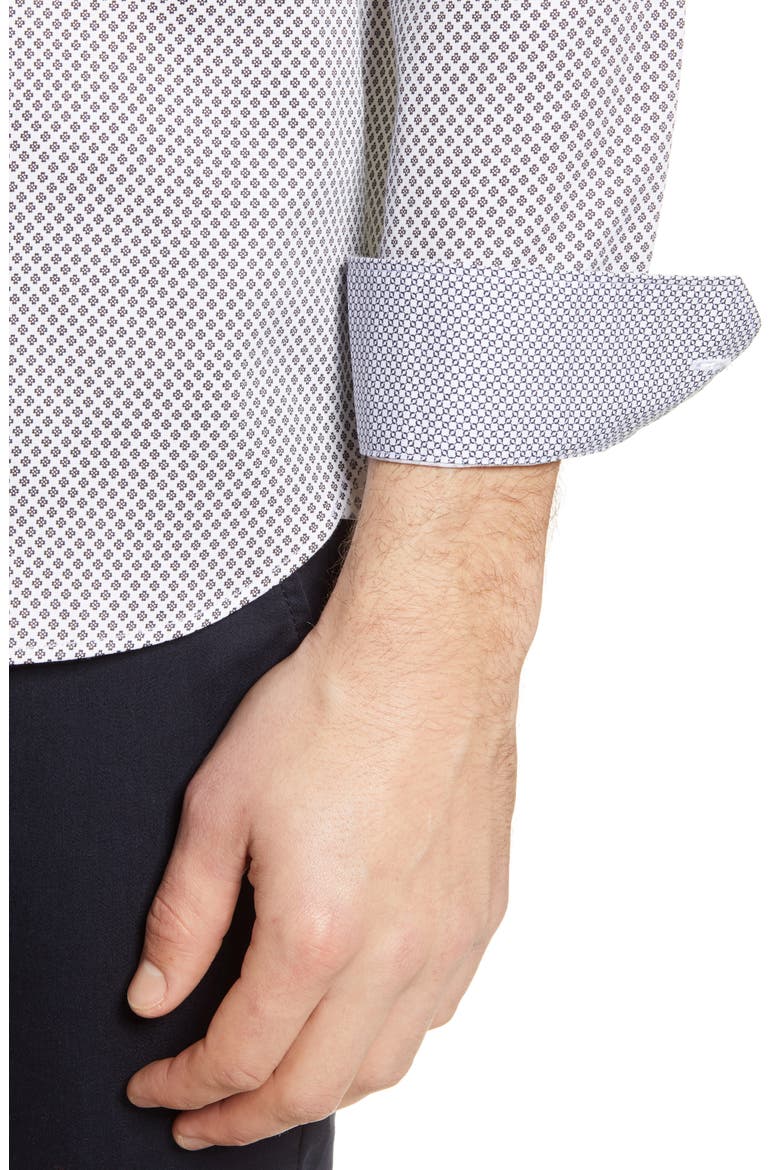Hamtie Slim Fit Geo Print Button-Up Shirt, Alternate, color, WHITE