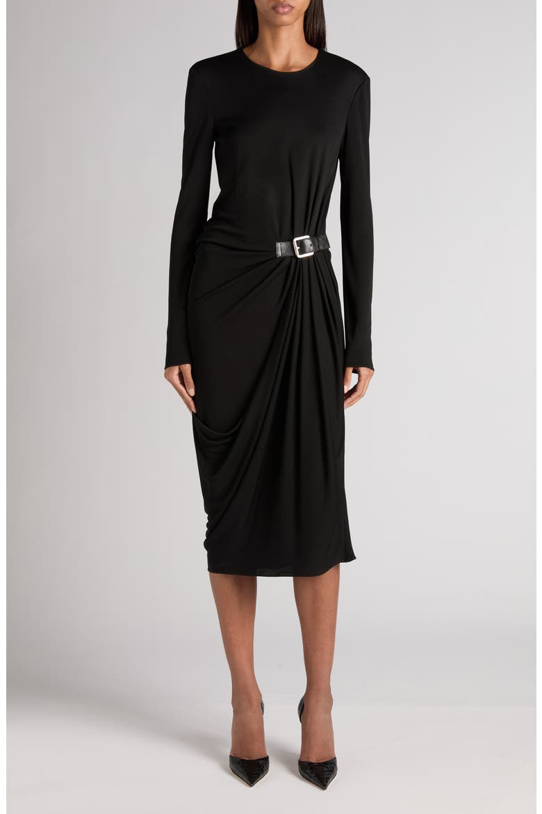 gathered waist jersey dress Gathered Waist Long Sleeve Jersey Dress