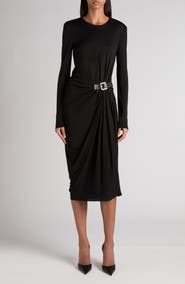 TOM FORD Gathered Waist Long Sleeve Jersey Dress
