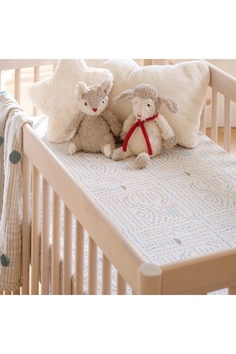 Signature Organic Cotton Muslin Nursery Rhyme Fitted Crib Sheet, Alternate, color, White