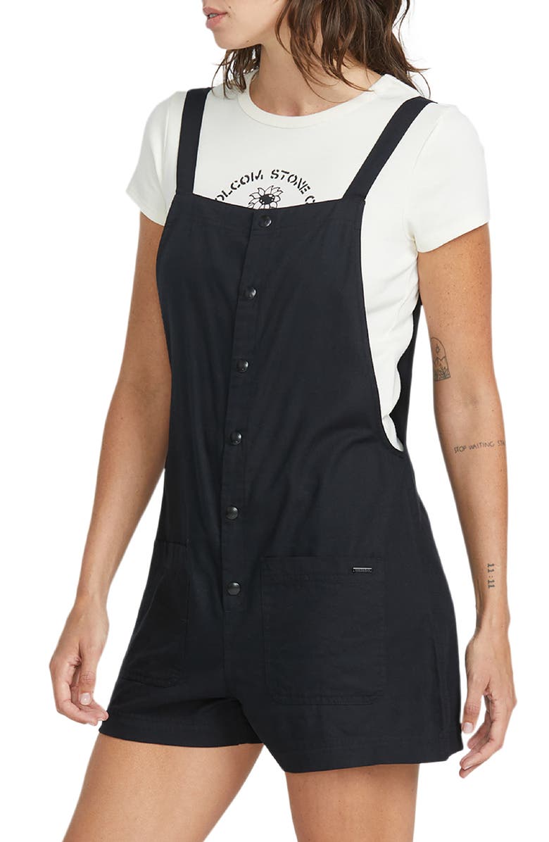 Volcom Stone Strut Cotton Blend Twill Romper, Alternate, color, 