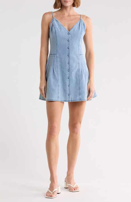 Button Front Denim Minidress