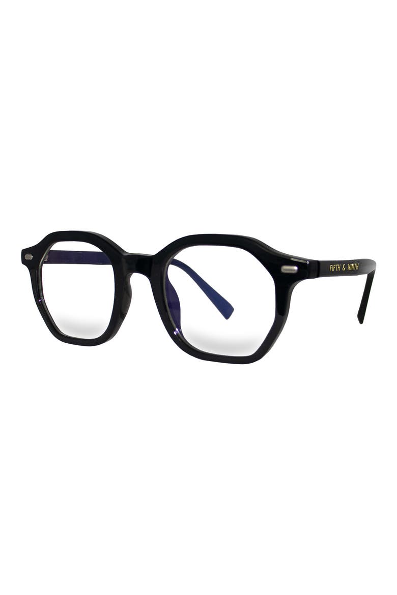 Cameron 48mm Round Blue Light Blocking Glasses, Alternate, color, BLACK/ CLEAR