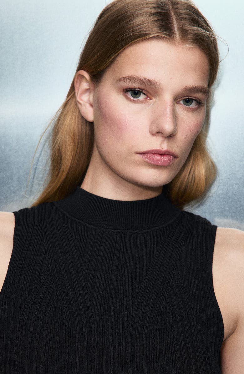 MANGO Fringe Sleeveless Wide Leg Jumpsuit, Alternate, color, Black