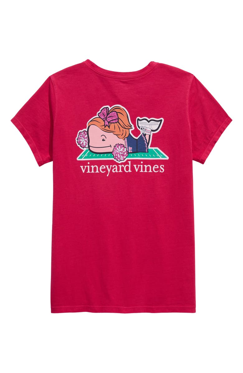 vineyard vines Kids' Cheerleader Whale Cotton Graphic Pocket T-Shirt, Alternate, color, Charm Pink