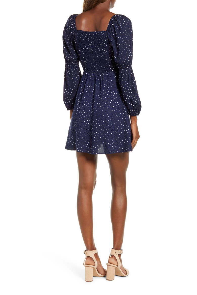 Cinch Long Sleeve Minidress, Alternate, color, NAVY