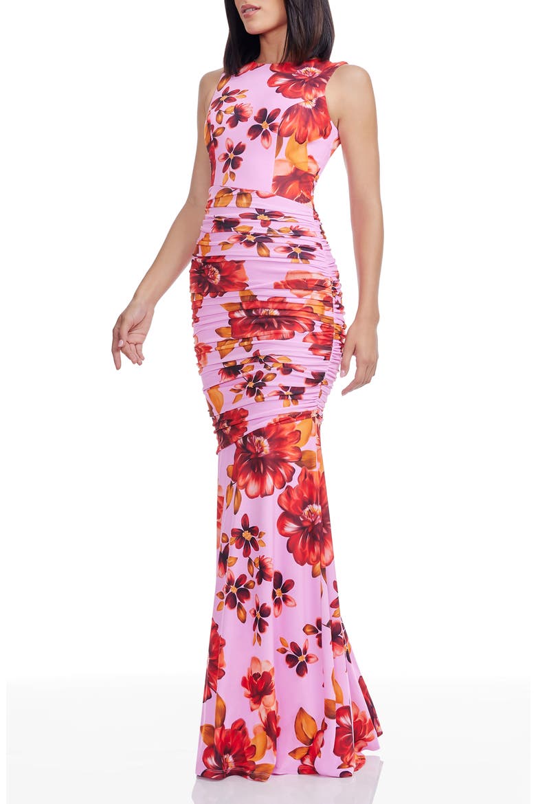 Violetta Floral Print Sleeveless Gown, Alternate, color, BRIGHT ROSE MULTI