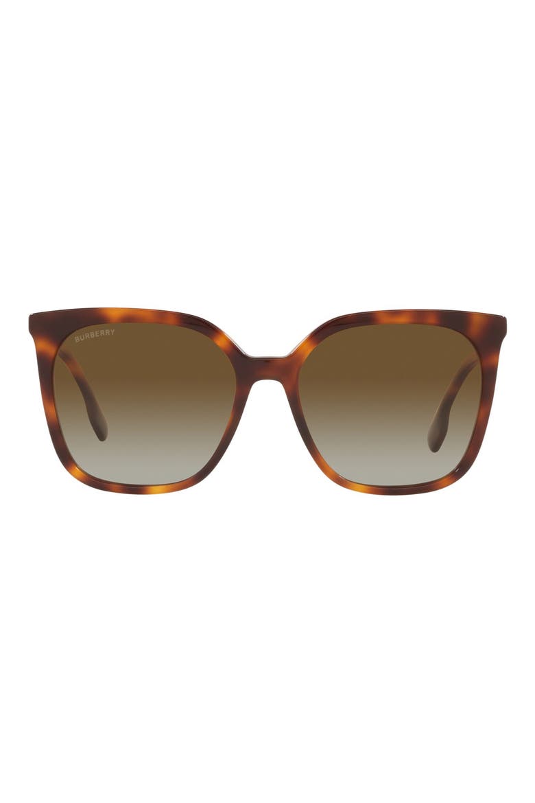 56mm Light Havana Square Polarized Sunglasses, Main, color, LIGHT HAVANA/ GRADIENT BROWN