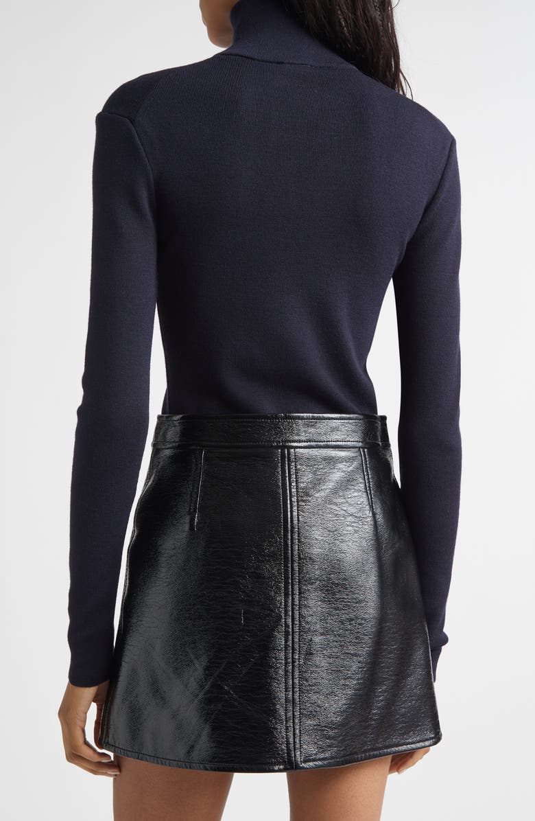 Courrèges Merino Wool Mock Neck Half Zip Sweater, Alternate, color, Navy