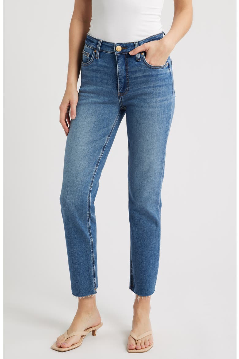 Rachael Fab Ab Raw Hem High Waist Crop Mom Jeans, Main, color, ADHERENT
