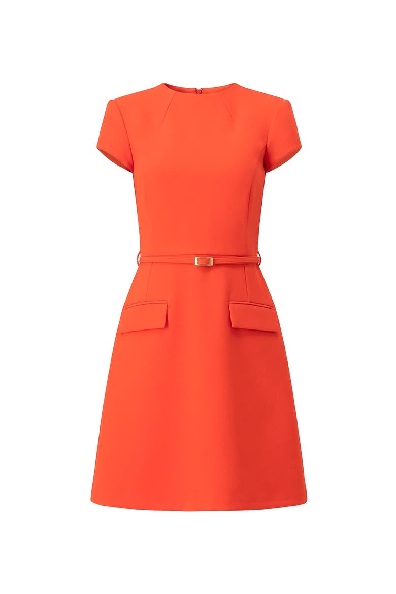 Short Sleeve High Neck Dress adn Belt, Alternate, color, Orange
