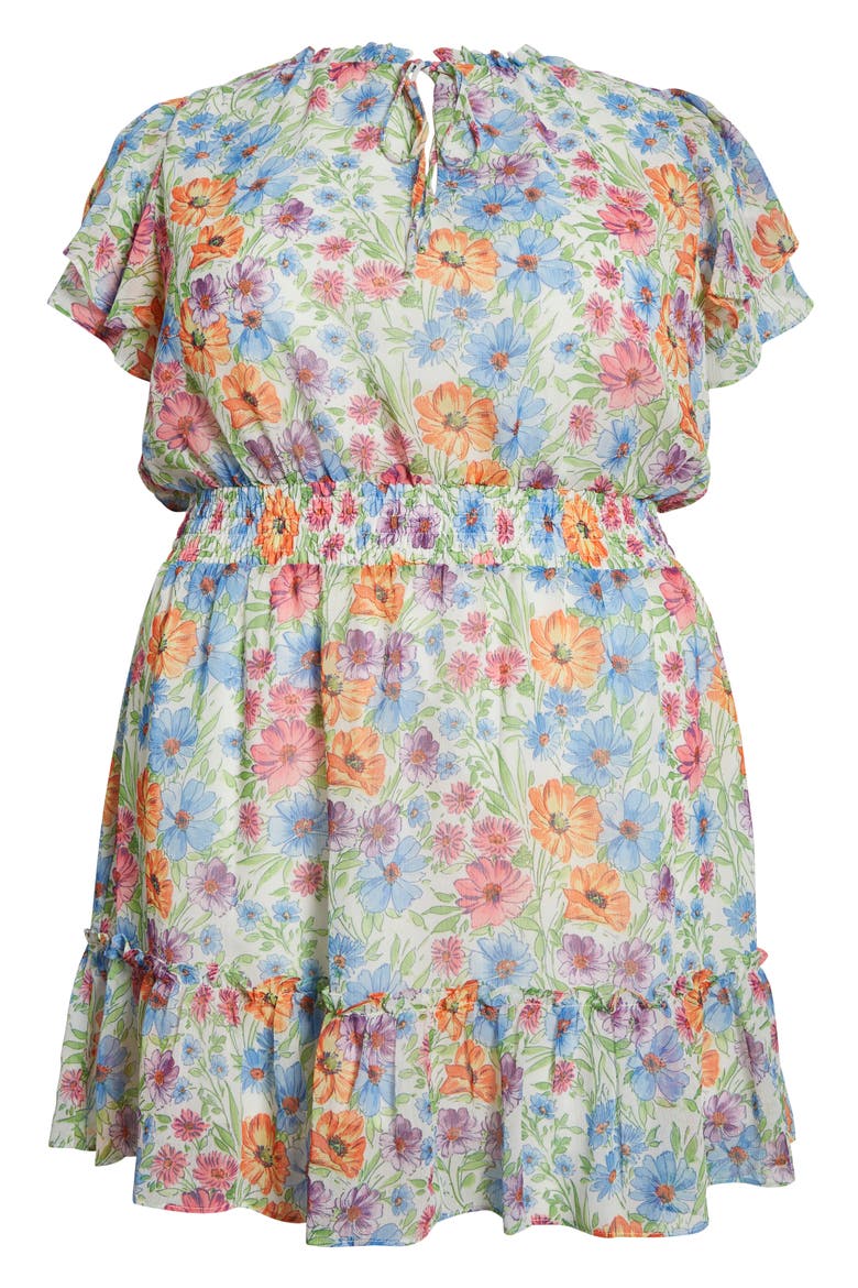 Ezia Garden Bumble Ruffle Dress, Alternate, color, BLUE/ PINK/ YELLOW