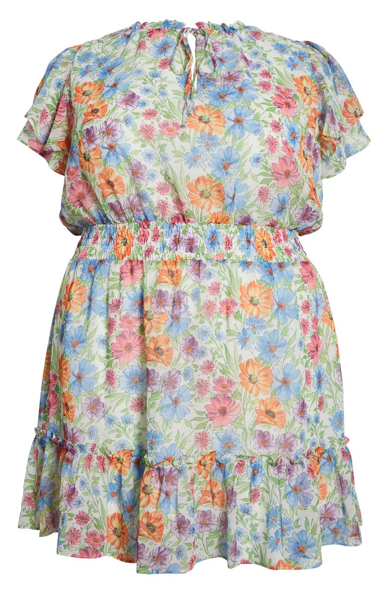 SUGARLIPS Ezia Garden Bumble Ruffle Dress, Alternate, color, Blue/ Pink/ Yellow