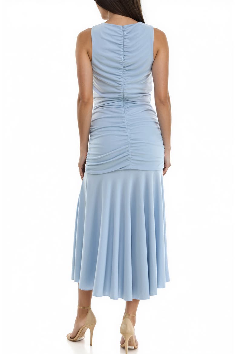 Ruched Bodice Midi Dress, Alternate, color, BLISSFUL BLUE