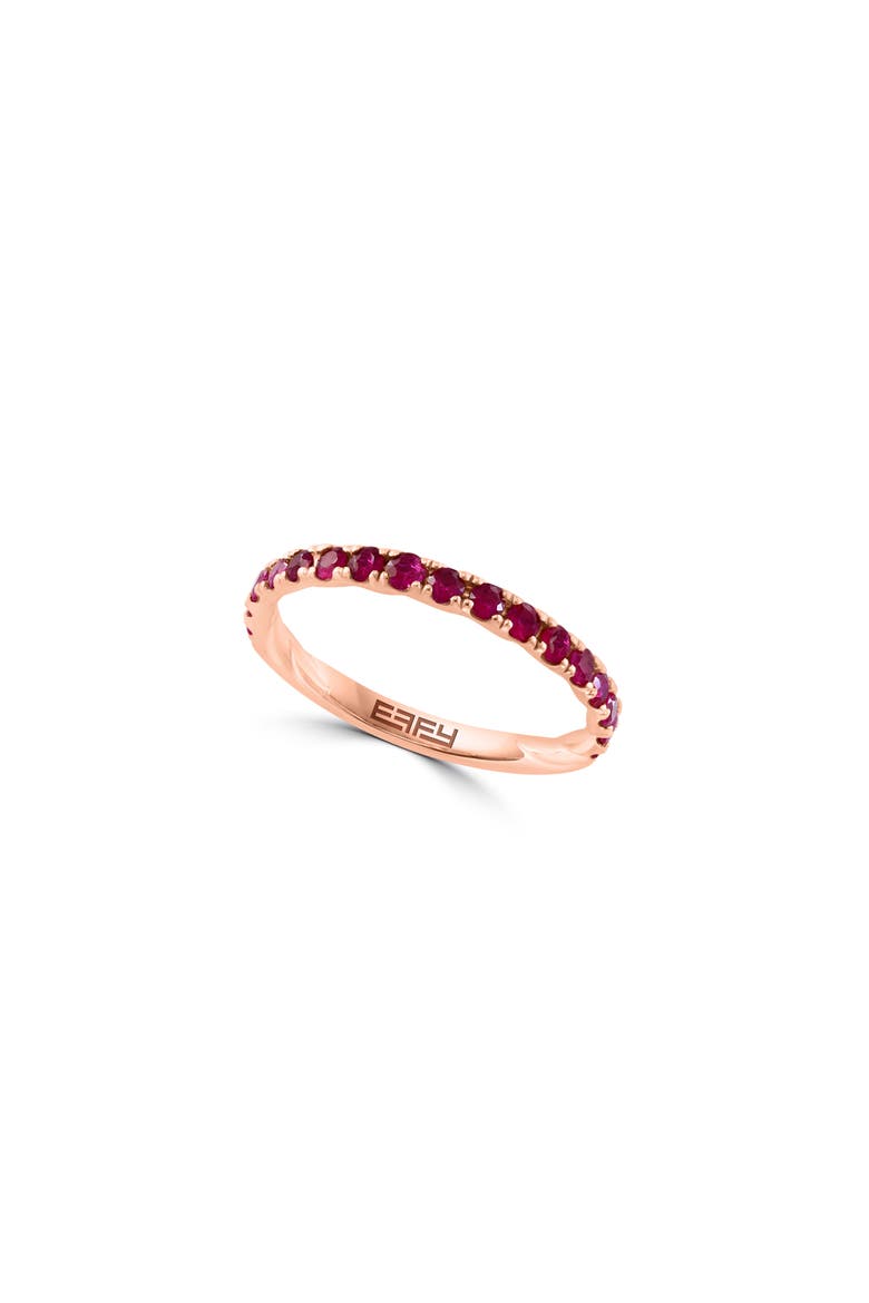 14k Rose Gold Plated Ruby Band Ring, Main, color, RED