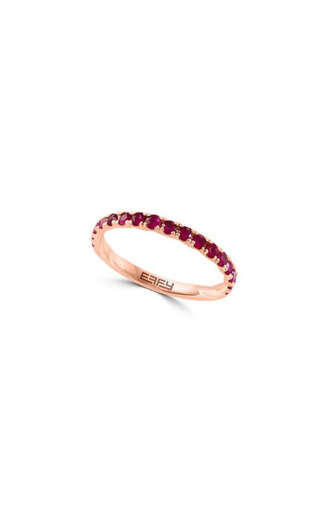 14k Rose Gold Plated Ruby Band Ring