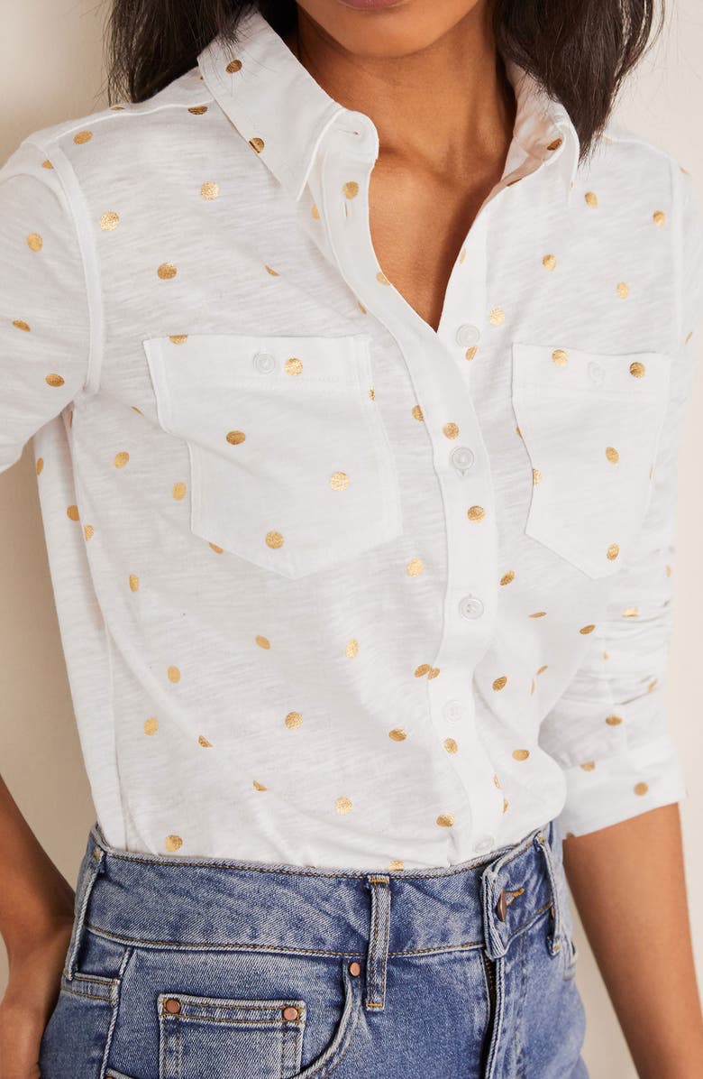 Boden Authentic Metallic Dot Button-Up Shirt, Alternate, color,